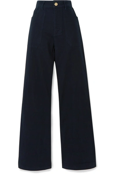 L.f.markey Didion Stretch-cotton Drill Wide-leg Trousers In Midnight Blue