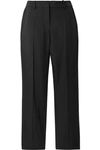 RACIL ARIES SATIN-TRIMMED WOOL-CREPE TAPERED PANTS