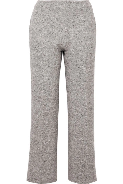 Agnona Mélange Wool-blend Wide-leg Pants In Dark Gray