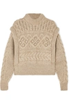 ISABEL MARANT MILANE CROPPED CABLE-KNIT MERINO WOOL SWEATER