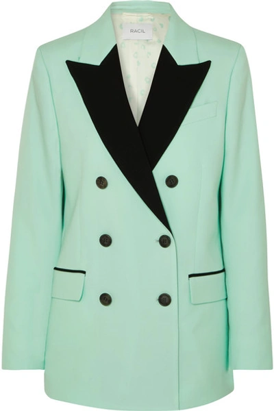 Racil Cambridge Double-breasted Two-tone Wool Blazer In Green