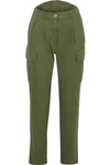 PUSHBUTTON COTTON-CANVAS TAPERED CARGO PANTS