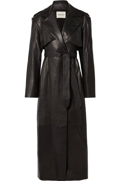 Khaite Blythe Leather Trench Coat In Black