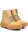 Jacquemus Les Meuniers Hautes Rubber-trimmed Leather Ankle Boots In Beige