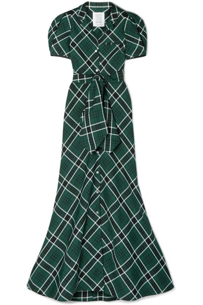 dark green tartan dress Darlene Vintage Swing Dress in Dark Green Plaid Print