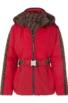 FENDI REVERSIBLE BELTED PRINTED SHELL DOWN JACKET