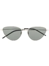 Saint Laurent Cat-eye Shaped Sunglasses In Silver