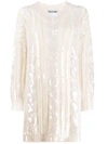 Moschino Wool And Alpaca Dress With Sequins In White