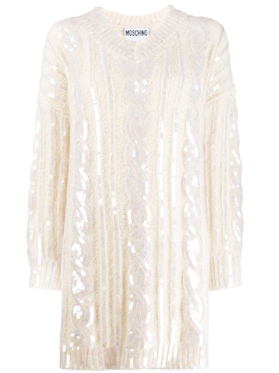 MOSCHINO SEQUINNED CABLE KNIT DRESS