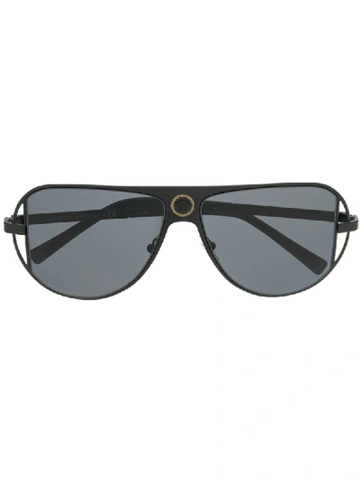 Versace Medusa Logo Round-frame Sunglasses In Black