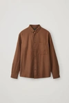 Cos Button-down Cotton-lyocell Shirt In Beige