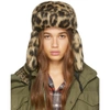 R13 R13 BEIGE AND BLACK LEOPARD TRAPPER HAT