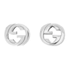 Gucci 18k Wg Interlocking G Stud Erng In Silver