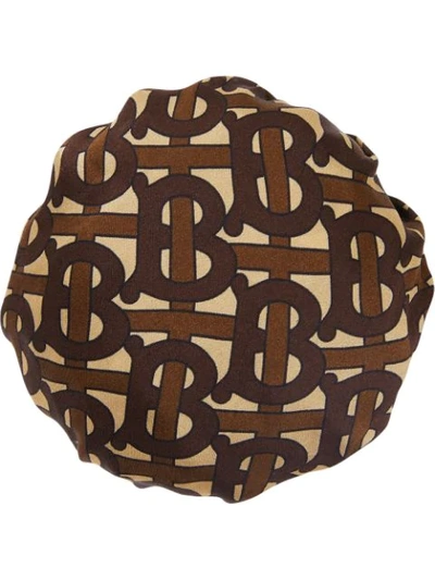 Burberry Tb Monogram Print Silk Chignon Cover In Brown