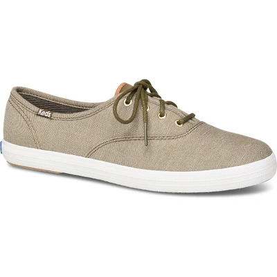 Keds Champion Ticking Canvas In Olive