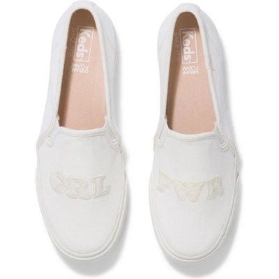 Keds Double Decker Embroidery 'grl Pwr' In Cream