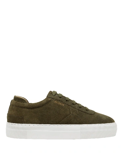 Axel Arigato Platform Low-top Suede Sneakers In Olive/army