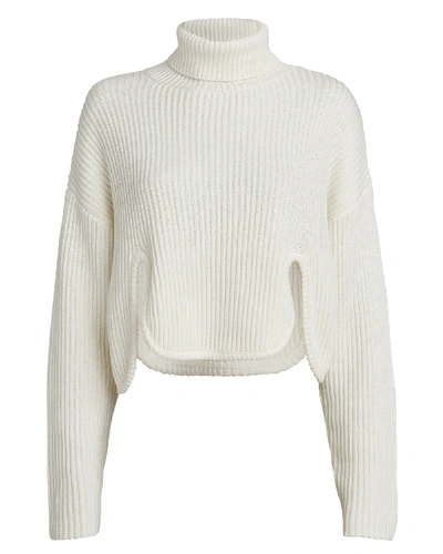 Atoir Rolling With Waves Cropped Ribbed Turtleneck In Ivory