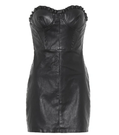 Grlfrnd Julietta Leather Minidress In Black