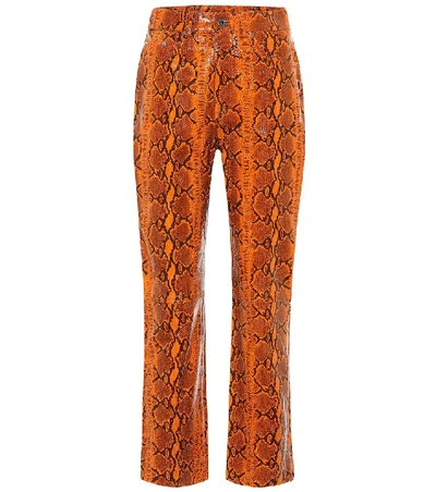 Grlfrnd Shiloh蛇纹皮革裤装 In Orange Snake