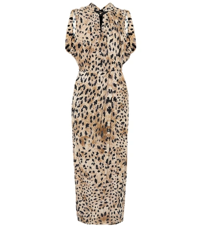 Prada Leopard-print Sleeveless Twisted Neck Dress In Multicoloured