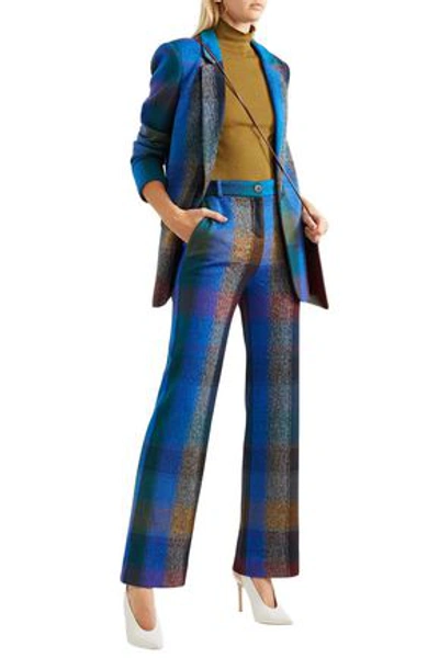 Missoni Checked Wool-blend Wide-leg Pants In Blue