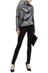 RICK OWENS RICK OWENS WOMAN DRAPED SILK-ORGANZA AND RIBBED JERSEY JACKET ANTHRACITE,3074457345620986162