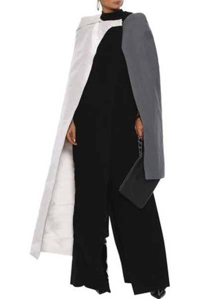 Rick Owens Woman Color-block Layered Duchesse Satin-paneled Wool Cape Multicolor