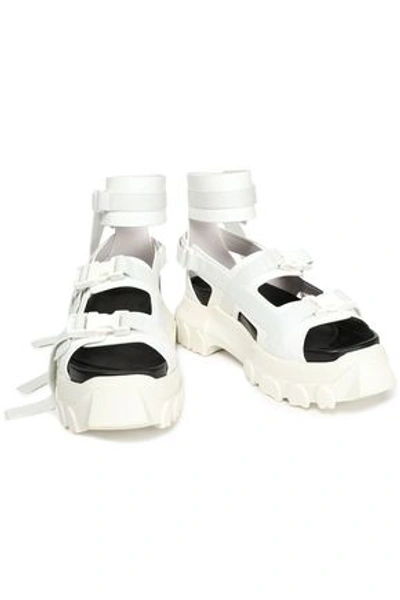 Rick Owens Woman Leather And Canvas Platform Sandals White