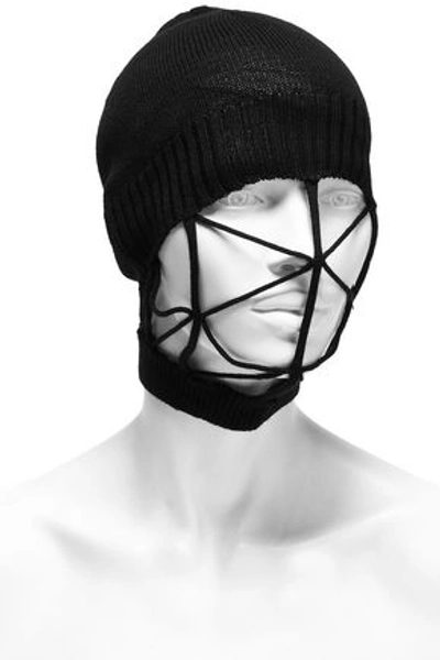 Rick Owens Woman Cutout Wool Beanie Black