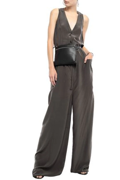 Rick Owens Woman Silk Crepe De Chine Jumpsuit Dark Gray