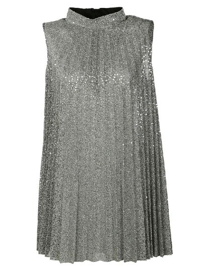 Dondup Pleated Dress In Silver