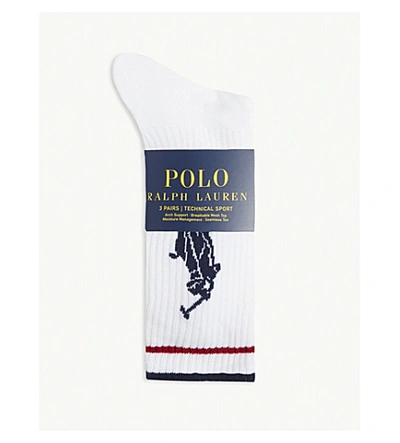 Polo Ralph Lauren Polo Player Cotton-blend Socks Pack Of 3 In White Ass