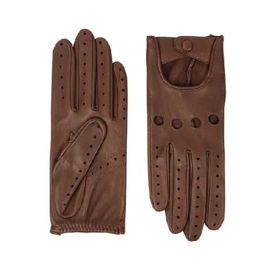 Agnelle Faye Brown Cut-out Leather Gloves