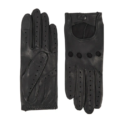 Agnelle Faye Black Cut-out Leather Gloves