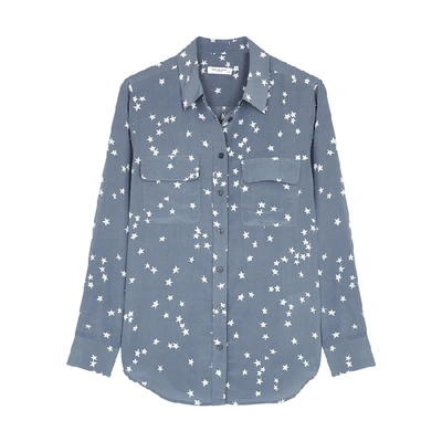 Equipment Slim Signature Printed Washed-silk Shirt In Blue
