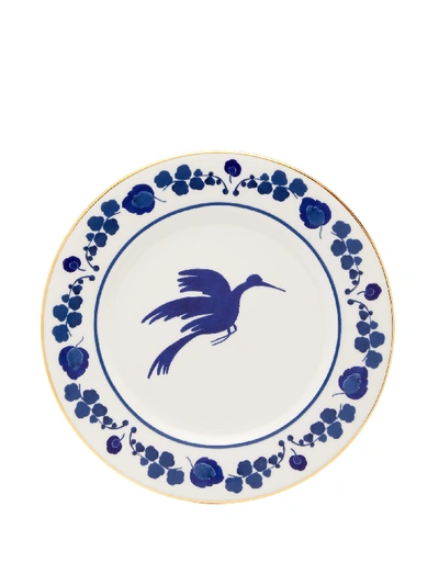 La Doublej Wildbird Porcelain Charger Plate In Wildbird Blu