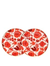 La Doublej Set Of Two Wildbird Porcelain Dessert Plates In Orange