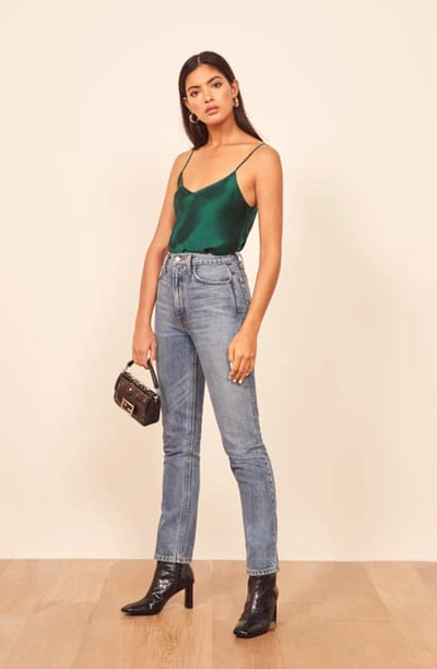 Reformation Teddy Silk Cami In Emerald