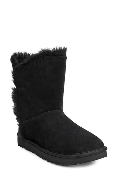 Ugg Classic Short Fluff High/low Boot In Black Suede