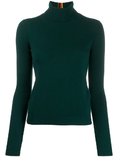 Paul Smith Ribbed Roll Neck Jumper In Green