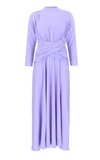 AMAL AL MULLA LAVENDER MIDI DRESS WITH AN ACCENTUATED WAIST AND GATHERED DETAILS,D6EB75C5-D024-584F-29E6-2C512989F2B0