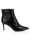 ALICE AND OLIVIA Frema Croc-Embossed Leather Ankle Boots