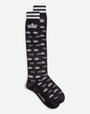 DOLCE & GABBANA COTTON/CASHMERE JACQUARD SOCKS WITH DG LOGO AND CROWNS