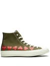 CONVERSE X COMME DES GARÇONS PLAY CHUCK 70 HI "MULTI HEARTS GREEN" SNEAKERS