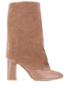 Stuart Weitzman Lucinda Suede And Leather Boots In Brown