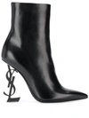 Saint Laurent Black Leather Opyum Ankle Boots In Black