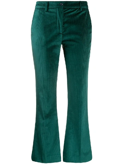 Pt01 Velvet Corduroy Trousers In Green