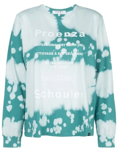 Proenza Schouler Logo Print Tie-dye T-shirt In Green