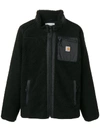 Carhartt Logo-patch Faux-shearling Jacket In Black